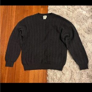 Andean Vintage 100% Alpaca Cable Knit Sweater Peru Gray Fisherman Core Women's L